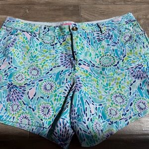 Lilly Pulitzer Aqua Blue Green Pink Printed Women's Shorts